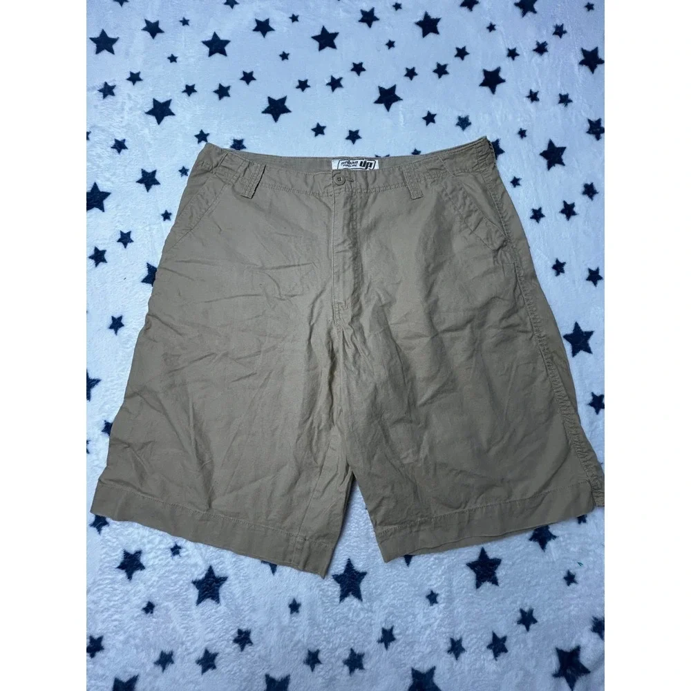 Urban Pipeline Mens Shorts Size 40 Khaki Linen Cotton Flat Front Casual Chino